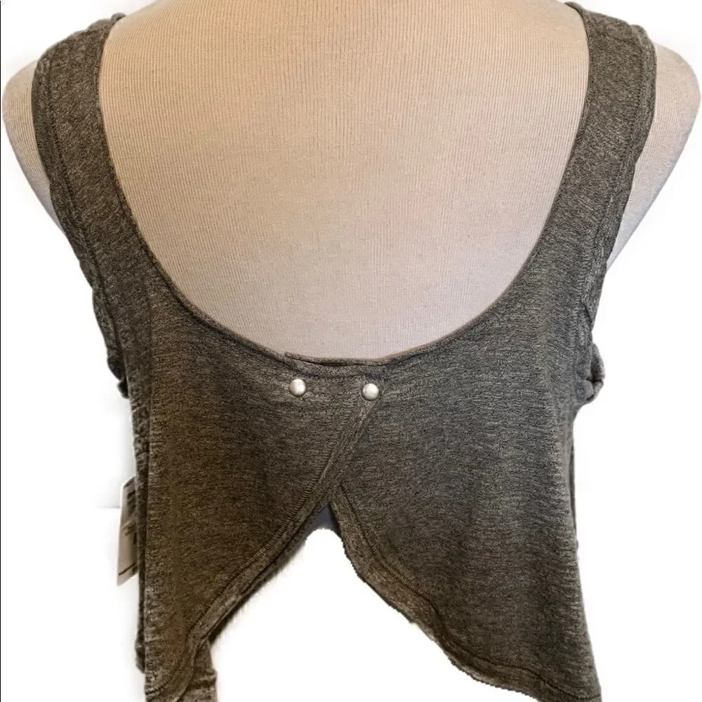 NEW! Free People Gray Open Back Tank Top Sz M